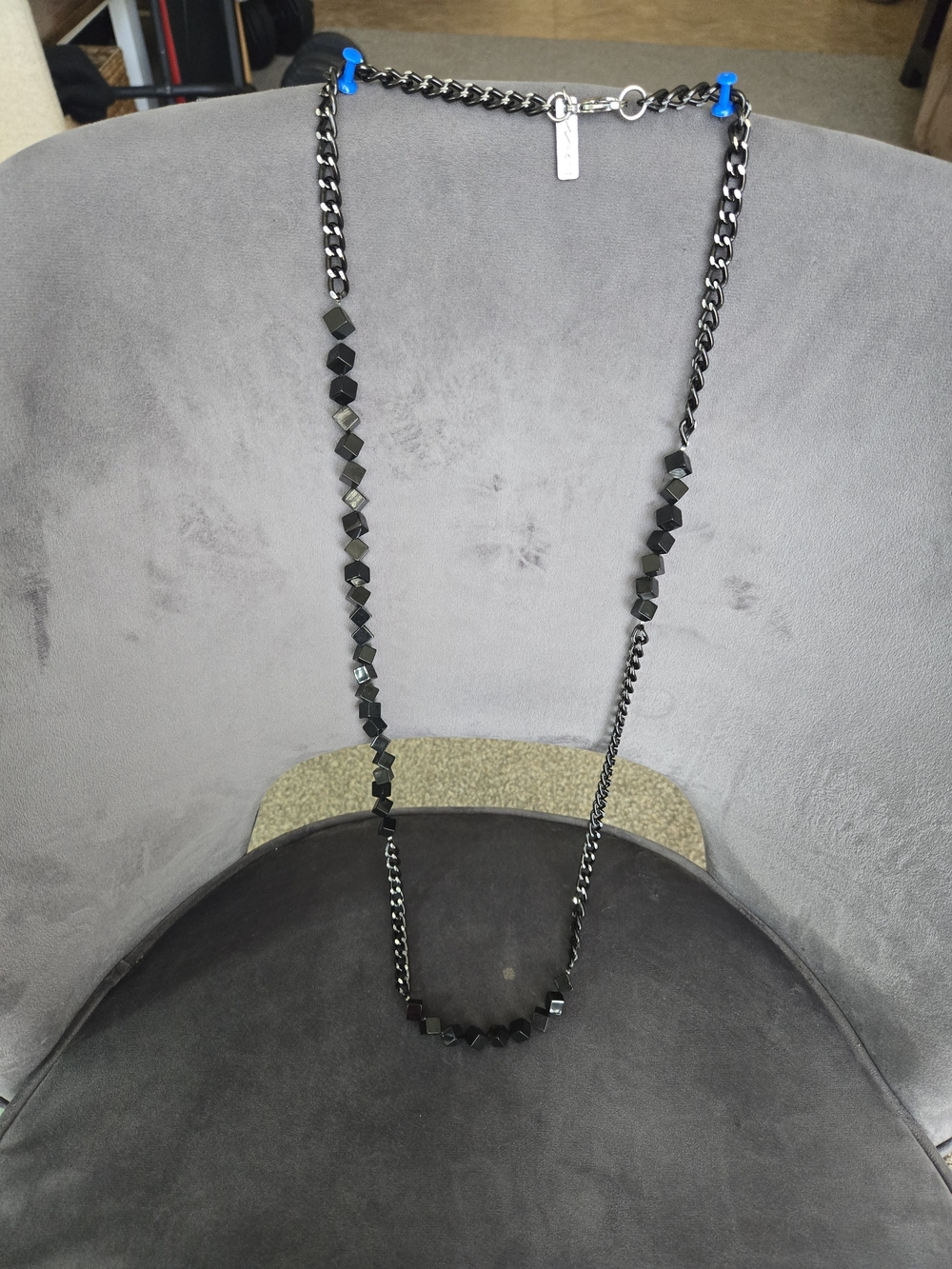 Signed MAC Cosmetics Staff Jewelry Long Station Curb Chain Necklace Vintage